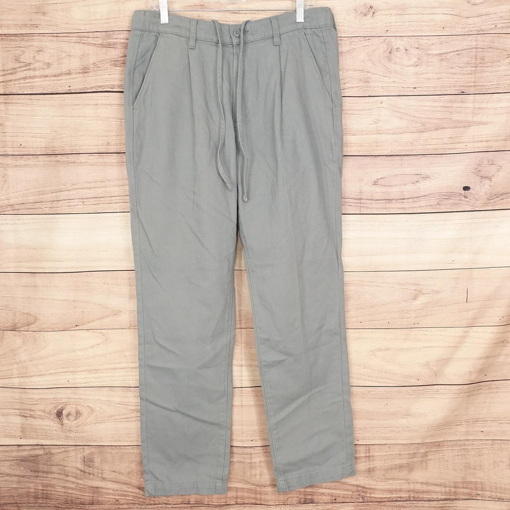 New! Mutual Weave Pull-On Pleated Pants Mens 34x29 Gray Relaxed Fit Drawstring